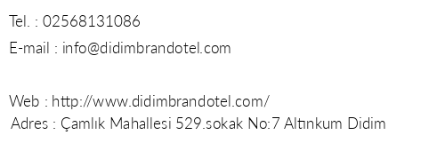 Brand Hotel telefon numaralar, faks, e-mail, posta adresi ve iletiim bilgileri
